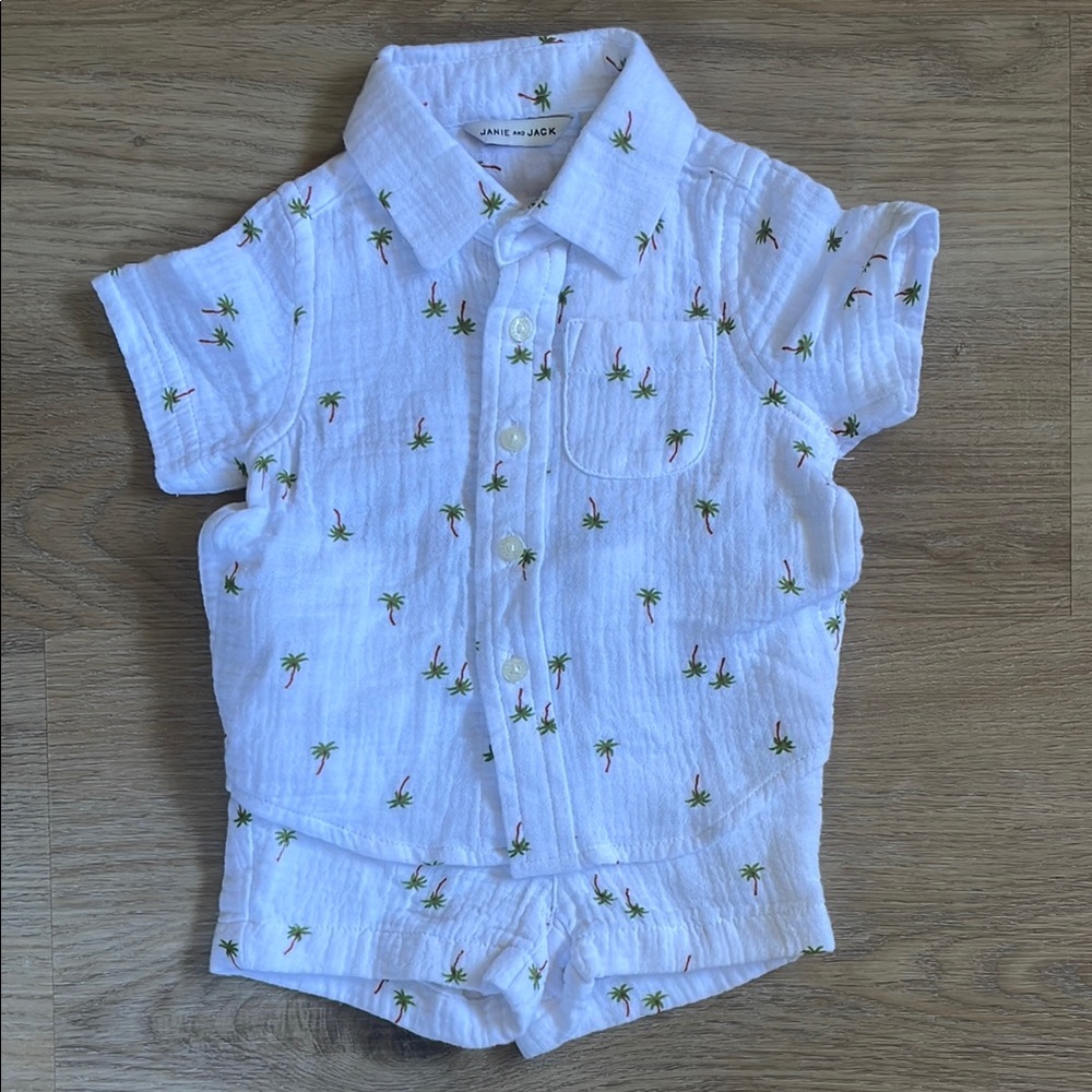 Janie and Jack NWT Two Piece Set Button Up Shirt & Shorts 0-3 months